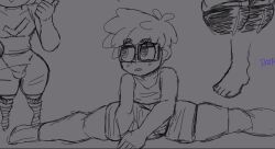 1boy anhikylator femboy glasses looking_up luisardo no_color sketch sketch_page spread_legs thick_thighs uncolored youtube youtube_hispanic youtuber_boy