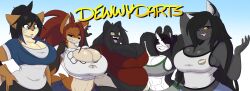 5girls allyson_(dewwydartz) anthro armpits big_breasts breasts dee(dewwydartz) dewwydartz female furry huge_breasts maddie(dewwydartz) mai_(dewwydartz) rino_sato tagme