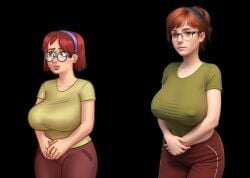 ai_generated glasses huge_breasts judith_(summertime_saga) nipples_visible_through_clothing realistic red_hair summertime_saga teenager