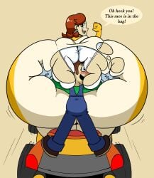 ass ass_bigger_than_head ass_window bubble_ass clothed dumptruck_ass female huge_ass hyper_ass larger_female luigi male mario_(series) mario_kart nintendo princess_daisy roga14 sideass smaller_male tagme torn_clothes