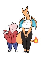 anthro blush breast charizard couple cute_fang dragon dragon_girl dragon_horns dragon_tail dragon_wings duo female_anthro female_pokemon franschesco_(artist) horns large_breasts long_eyelashes nintendo orange_body pokémon_(species) pokeball pokemon pokemon_(species) tail thick thick_thighs wings