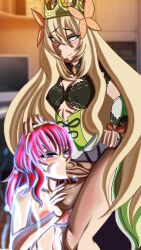 1futa 1girls balls big_balls blonde_hair blush breasts butterfly_hair_ornament celica_(fire_emblem) celine_(fire_emblem) cheek_bulge choker clothed clothing crown duo erection eternalsleeper2 fellatio female fire_emblem fire_emblem_echoes:_shadows_of_valentia fire_emblem_engage flat_chest flat_chested flower futa_on_female futa_with_female futanari hair_ornament hand_on_balls hand_on_head hand_on_own_hip headband huge_cock human kneeling lifting_dress lifting_skirt light-skinned_futanari light_skin long_hair looking_down mostly_clothed nintendo nipples nude nude_female nude_female_clothed_futanari penis red_hair sex standing veiny_penis