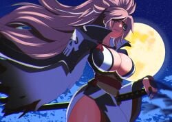 1girls akisu_k arm_rest baiken big_breasts breasts busty curves curvy curvy_body curvy_female curvy_figure curvy_hips eye_patch face_markings female female_only guilty_gear huge_breasts katana large_breasts long_hair markings milf missing_arm missing_eye moon moonlight night one_arm one_armed pink_hair ponytail red_hair redhead samurai scar scar_on_face scarred scars_on_face smile smiling solo sword thick thick_thighs thighs traditional_clothes warrior weapon