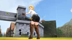 1girls animated ass ass_focus blonde_female blonde_hair bubble_ass bubble_butt clothed clothed_female clothing fart female female_focus female_only hyrule_warriors linkle nintendo ocarina_of_time presenting_hindquarters solo solo_female sound standing tagme the_legend_of_zelda video xee