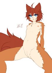 absurd_res andromorph animal_humanoid anthro breasts canid canine canis cuntboy female fur genitals hair hi_res humanoid ilia_the_wolf intersex kemono mammal mammal_humanoid nipples nobansworks nude pussy solo wolf young