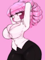 5hitzzzu blush blushing boombita button_down_shirt friday_night_funkin funcu funculicious hourglass_figure large_ass large_breasts meatcuteshii pink_body pink_hair pink_skin pinkbobatoo sarvente sarvente_(dokki.doodlez) skiddioop slacks smile stereodaddy