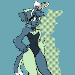 1girls bunny_costume bunny_ears bunny_girl bunnysuit fanart green_eyes green_fur peva_kit purple_fur reference sweating youtube