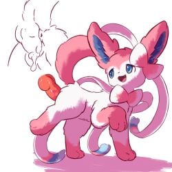 animal_genitalia animal_penis anus blue_eyes blue_inner_ear bodily_fluids cum cum_in_pussy cum_inside disembodied_penis eeveelution erection feet female female_penetrated feral feral_penetrated fur generation_6_pokemon genital_fluids genitals hi_res inner_ear_fluff male male/female mrcat11 nintendo paws penetration penis pink_body pink_fur pokemon pokemon_(species) raised_leg raised_tail sylveon tail toes tuft white_body