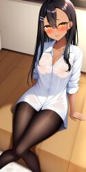 1girls ai_generated black_hair blush breasts brown_eyes clothed clothing female female_focus female_only hayase_nagatoro hi_res highres long_hair looking_at_viewer medium_breasts nai_diffusion pixiz-sama please_don't_bully_me,_nagatoro revealing_clothes school_uniform schoolgirl simple_background smile solo stable_diffusion tan tan-skinned_female tan_body tan_skin tanned tanned_female