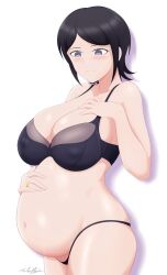 breasts danganronpa danganronpa:_trigger_happy_havoc female_only happy large_breasts mukuro_ikusaba neolink077 nipples_visible_through_bra panties pregnant