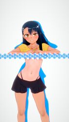 1girls 3d black_hair breasts brown_eyes clothed clothing cricgck earrings female female_focus female_only hayase_nagatoro hi_res highres long_hair looking_at_viewer please_don't_bully_me,_nagatoro pose revealing_clothes simple_background small_breasts smile solo tan tan-skinned_female tan_body tan_skin tanline tanned tanned_female white_background