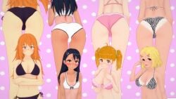 3d 4girls ass big_ass bikini black_hair blonde_hair blush breasts brown_eyes clothed clothing cricgck female female_focus female_only gamo-chan hayase_nagatoro hi_res highres long_hair looking_at_viewer orange_eyes orange_hair please_don't_bully_me,_nagatoro revealing_clothes sakura_(nagatoro) simple_background small_breasts smile tan tan-skinned_female tan_body tan_skin tanline tanned tanned_female wink yoshi_(nagatoro)