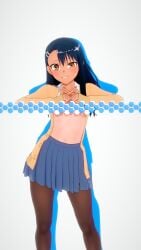 1girls 3d black_hair breasts brown_eyes clothed clothing cricgck earrings female female_focus female_only hayase_nagatoro hi_res highres long_hair looking_at_viewer please_don't_bully_me,_nagatoro pose revealing_clothes simple_background skirt small_breasts smile solo tan tan-skinned_female tan_body tan_skin tanline tanned tanned_female white_background