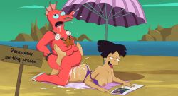 1boy 1girls ahe_gao alien alien_male ambiguous_penetration amy_wong asian_female ass barefoot beach big_breasts black_hair breasts cum cum_drip cum_inside cum_on_body decapodian decapodian_(futurama) feet female futurama john_a._zoidberg male mating_season nipples public_nudity public_sex sfan wardrobe_malfunction