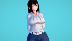 1girls 3d big_breasts black_hair blush breasts brown_eyes clothed clothing curvy diemor_(artist) female female_focus female_only hi_res highres long_hair looking_at_viewer misaki_nagatoro please_don't_bully_me,_nagatoro revealing_clothes simple_background smile solo wide_hips