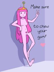 1girls 2018 adventure_time against_wall barefoot belly belly_button breasts cartoon_network casual_nudity coldfusion crown female_focus full_body looking_at_viewer mob_face nipples nonsexual_nudity nude nude_female nudist outdoors pinup portrait princess_bubblegum pubes short_hair solo solo_focus standing text thighs