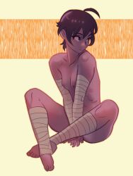 1girls feet ndasfw nude short_hair simple_background sitting small_breasts steph_(ndasfw)