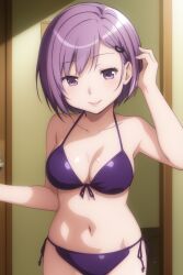 1girls adult ai_generated artist_request bikini bikini_top curvaceous curvy curvy_body curvy_female curvy_figure female_only human human_only junko_kaname kaname_junko mahou_shoujo_madoka_magica mature mature_female milf only_female puella_magi_madoka_magica purple_eyes purple_hair short_hair solo solo_female underwear white_skin