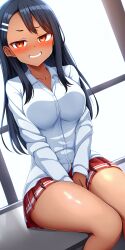 1girls ai_generated big_breasts black_hair blush breasts brown_eyes clothed clothing curvy dress female female_focus female_only hayase_nagatoro hi_res highres long_hair looking_at_viewer nai_diffusion navel pixiz-sama please_don't_bully_me,_nagatoro revealing_clothes school_uniform schoolgirl simple_background smile solo stable_diffusion tan tan-skinned_female tan_body tan_skin tanned tanned_female wide_hips