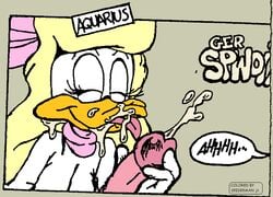 blonde_hair cum_on_mouth duck fellatio hair loon oral shirley_the_loon soft_feathers tiny_toon_adventures