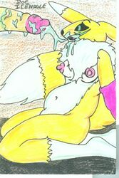 anthro color cum digimon doc_icenogle female fur furry human interspecies male nude partial_male renamon side_view tagme