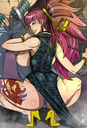 ass blue_eyes bracelet cameltoe capcom chains chinadress cody_travers earrings final_fight handcuffs high_heels kamina1978 looking_at_viewer nipple_piercing panties pantyshot piercing pink_hair poison_(final_fight) ponytail shackles sideboob squatting street_fighter street_fighter_alpha street_fighter_alpha_2 street_fighter_alpha_3 street_fighter_iii street_fighter_iii:_3rd_strike street_fighter_iii_(series) street_fighter_iv street_fighter_iv_(series) street_fighter_v tattoo tied_hair ultra_street_fighter_iv unzipped