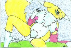 anthro breast_milk color digimon doc_icenogle female female_only front_view fur furry lactation nude pregnant pregnant_belly renamon solo tagme