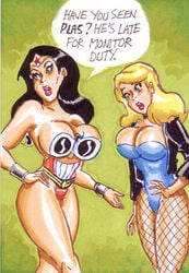 black_canary breasts busty cleavage dc_comics elastic fishnet_pantyhose green_arrow_(series) joe_gravel living_clothes plastic_man shapeshifter voluptuous wonder_woman wonder_woman_(series)