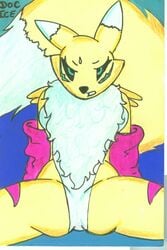 anthro color digimon doc_icenogle female female_only front_view fur furry renamon sitting tagme