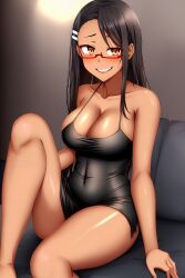 1girls ai_generated big_breasts black_hair blush breasts brown_eyes clothed clothing curvy dress female female_focus female_only hayase_nagatoro hi_res highres long_hair looking_at_viewer mommy nai_diffusion navel pixiz-sama please_don't_bully_me,_nagatoro revealing_clothes simple_background smile solo stable_diffusion tan tan-skinned_female tan_body tan_skin tanned tanned_female wide_hips