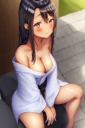 1girls ai_generated big_breasts black_hair blush breasts brown_eyes clothed clothing curvy dress female female_focus female_only hayase_nagatoro hi_res highres long_hair looking_at_viewer nai_diffusion navel pixiz-sama please_don't_bully_me,_nagatoro revealing_clothes simple_background smile solo stable_diffusion tan tan-skinned_female tan_body tan_skin tanned tanned_female wide_hips