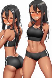 1girls ai_generated big_breasts black_hair blush breasts brown_eyes clothed clothing curvy female female_focus female_only hayase_nagatoro hi_res highres long_hair looking_at_viewer muscular muscular_female nai_diffusion navel pixiz-sama please_don't_bully_me,_nagatoro revealing_clothes simple_background smile solo sports_bra sportswear stable_diffusion tan tan-skinned_female tan_body tan_skin tanned tanned_female wide_hips