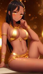 1girls ai_generated big_breasts black_hair blush breasts brown_eyes clothed clothing curvy dress egyptian egyptian_clothes female female_focus female_only hayase_nagatoro hi_res highres long_hair looking_at_viewer nai_diffusion navel pixiz-sama please_don't_bully_me,_nagatoro revealing_clothes simple_background smile solo stable_diffusion tan tan-skinned_female tan_body tan_skin tanned tanned_female wide_hips