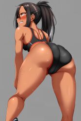 1girls ai_generated big_breasts black_hair blush breasts brown_eyes clothed clothing curvy female female_focus female_only hayase_nagatoro hi_res highres long_hair looking_at_viewer muscular muscular_female nai_diffusion navel pixiz-sama please_don't_bully_me,_nagatoro revealing_clothes simple_background smile solo sports_bra sportswear stable_diffusion tan tan-skinned_female tan_body tan_skin tanned tanned_female wide_hips