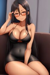 1girls ai_generated big_breasts black_hair blush breasts brown_eyes clothed clothing curvy dress female female_focus female_only glasses hayase_nagatoro hi_res highres long_hair looking_at_viewer mommy nai_diffusion navel pixiz-sama please_don't_bully_me,_nagatoro revealing_clothes simple_background smile solo stable_diffusion tan tan-skinned_female tan_body tan_skin tanned tanned_female wide_hips