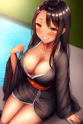 1girls ai_generated big_breasts black_hair blush breasts brown_eyes clothed clothing curvy dress female female_focus female_only hayase_nagatoro hi_res highres long_hair looking_at_viewer nai_diffusion navel pixiz-sama please_don't_bully_me,_nagatoro revealing_clothes simple_background smile solo stable_diffusion tan tan-skinned_female tan_body tan_skin tanned tanned_female wide_hips