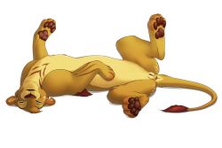 closed_eyes disney fan_character felid feline female feral genitals lion lying mammal on_back pantherine paws pussy roughlady solo tail_anus the_lion_king walt_disney