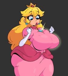 1girls 2023 big_breasts blonde_hair breast_expansion breasts breasts_bigger_than_head expansion female female_only huge_breasts large_breasts mario_(series) nintendo princess princess_peach tagme thick wide_hips wolfafterhours