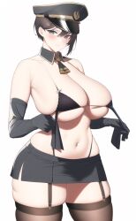 1girls ai_generated big_ass big_breasts cap captain female female_only huge_breasts mini_bikini miniskirt solo thick_thighs thighs