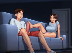 1boy 1girls 2d 2d_animation animated balls big_breasts big_penis big_sister boxers boxers_down breasts brother_and_sister brown_hair couch darkcookie digital_drawing_(artwork) digital_media_(artwork) duo erect_nipples erection feet female foot_fetish footjob fully_clothed huge_breasts incest jenny_(summertime_saga) laying_down laying_on_back little_brother living_room long_hair main_character_(summertime_saga) male male/female nipples_visible_through_clothing older_sister on_back on_couch panties penis room sex shirt shorts shorts_down sofa summertime_saga thick_thighs topwear underwear younger_brother