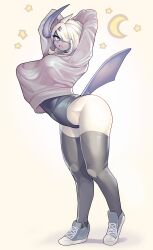 1girls 2022 2d 2d_(artwork) absol amber_eyes anthro anthrofied armpits batnaps big_breasts big_thighs black_socks breasts busty clothed curvaceous curves curvy curvy_body curvy_female curvy_figure curvy_hips female female_focus female_only furry furry_only furry_tail glasses hair_over_one_eye hi_res highres hips horn hourglass_figure large_breasts leotard looking_at_viewer moon open_mouth pokémon_(species) pokemon pokemon_(species) short_hair sneakers socks solo solo_female solo_focus stars sweater tail thick_thighs thigh_socks thighhighs thighs voluptuous white_hair wide_hips