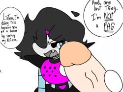 angry angry_expression angry_face animated annoyed annoyed_expression big_penis dialogue english_text femboy feminine_male gay gay_denial handjob homophobic_slur hottiegirl34_(artist) male mettaton mettaton_ex not_gay penis robot robot_boy tagme text undertail undertale undertale_(series) veiny_penis video yaoi