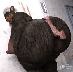 3d anthro anthro_only areolae ass ass_focus bbw bear big_breasts breasts chubby chubby_anthro chubby_female daz3d daz_studio disembodied_penis elderly_female female georgia_woods(lhf3d) gray_hair hallway hand_on_breast hot_dogging large_areolae large_ass large_breasts legs lowhangingfruit3d_(artist) male/female mature mature_female nipples nude nude_female obese old older_female original_character overweight overweight_female penis sex sex_from_behind thick thick_legs thick_thighs thighs wide_hips