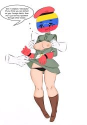 1girls clothing countryhumans countryhumans_edit countryhumans_girl edit edited english_text exposed_breasts female medium_breasts nicolas_maduro text venezuela_(countryhumans)