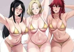 2023 3girls aizawa_akemi arm_behind_head arm_support arm_up armpit armpits arms_up bare_armpits bare_arms bare_belly bare_hands bare_shoulder bare_shoulders bare_stomach bare_thighs belly big_breasts bikini bikini_bottom bikini_top black_eyebrows black_eyelashes black_eyes black_hair black_hair_female black_pupils blonde blonde_eyebrows blonde_eyelashes blonde_female blonde_hair blonde_hair_female blush breasts cleavage collarbone ear_piercing ear_ring earring earrings eyebrows eyebrows_visible_through_hair eyelashes female female_only ferris_olston first_porn_of_character glasses gold_bikini golden_bikini green_eyes green_eyes_female gundou_misaki hair_between_eyes hourglass_figure huge_breasts large_breasts legs lips long_hair long_hair_female looking_at_viewer married married_woman mature mature_female milf mole mole_under_eye mother mothers multiple_girls navel one_arm_up open_mouth pointy_chin rectangular_glasses red_eyebrows red_eyes red_eyes_female red_hair red_hair_female selfie short_hair simple_background sitting smile thick_legs thick_thighs thighs tomo-chan_wa_onna_no_ko xter xtermination yellow_bikini