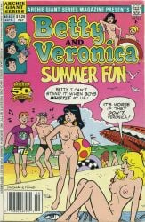 archie_andrews archie_comics areolae beach beach_ball beach_towel betty_and_veronica betty_cooper breasts casual clothed_male clothed_male_nude_female comic_cover female human male moriartyhide navel nipples nude_female nudist pale_skin public reggie_mantle tagme veronica_lodge