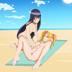 2girls anoneysnufftan applying_sunscreen beach blonde_hair blue_eyes breasts clenched_teeth edasbild embarrassed embarrassed_nude_female female female_only gaping_pussy hand_on_belly hand_on_breast highschool_of_the_dead humiliation imminent_death juliet_starling killer_lotion laying_on_back legs_spread lollipop_chainsaw long_hair massage multiple_girls murder nipples nude ocean on_back peril punishment pussy rubbing saeko_busujima sand scared seaside sky snuff summer sunbathing towel twintails