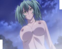 2008 big_breasts breasts completely_naked completely_naked_female completely_nude completely_nude_female dark_skin dutch_angle female female_focus female_only forest green_eyes green_hair ikkitousen ikkitousen_great_guardians large_breasts long_hair naked naked_female night night_sky nipples nude nude_female ryofu_housen screencap screenshot steam stitched twintails