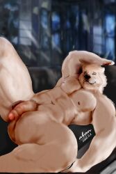 aban_wrench absurd_res ambiguous_fluids ass bear blue_eyes canid canine fur furniture genitals hi_res humanoid humanoid_genitalia male mammal muscular nipples nude penis sofa solo vein veiny_penis were werecanid werecanine werewolf white_body white_fur