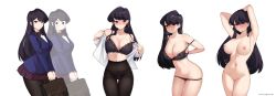 1girls 2d areolae big_breasts black_hair blush breasts clothed clothing completely_naked completely_nude completely_nude_female dressed_undressed female female_focus female_only female_solo hands_behind_back hands_behind_head highres hioyami holding_bag komi-san_wa_komyushou_desu komi_shouko long_hair looking_at_viewer multiple_images naked naked_female nipples nude nude_female solo solo_female strip_game stripping tagme taking_clothes_off thick_thighs thighs undressing white_background wide_hips